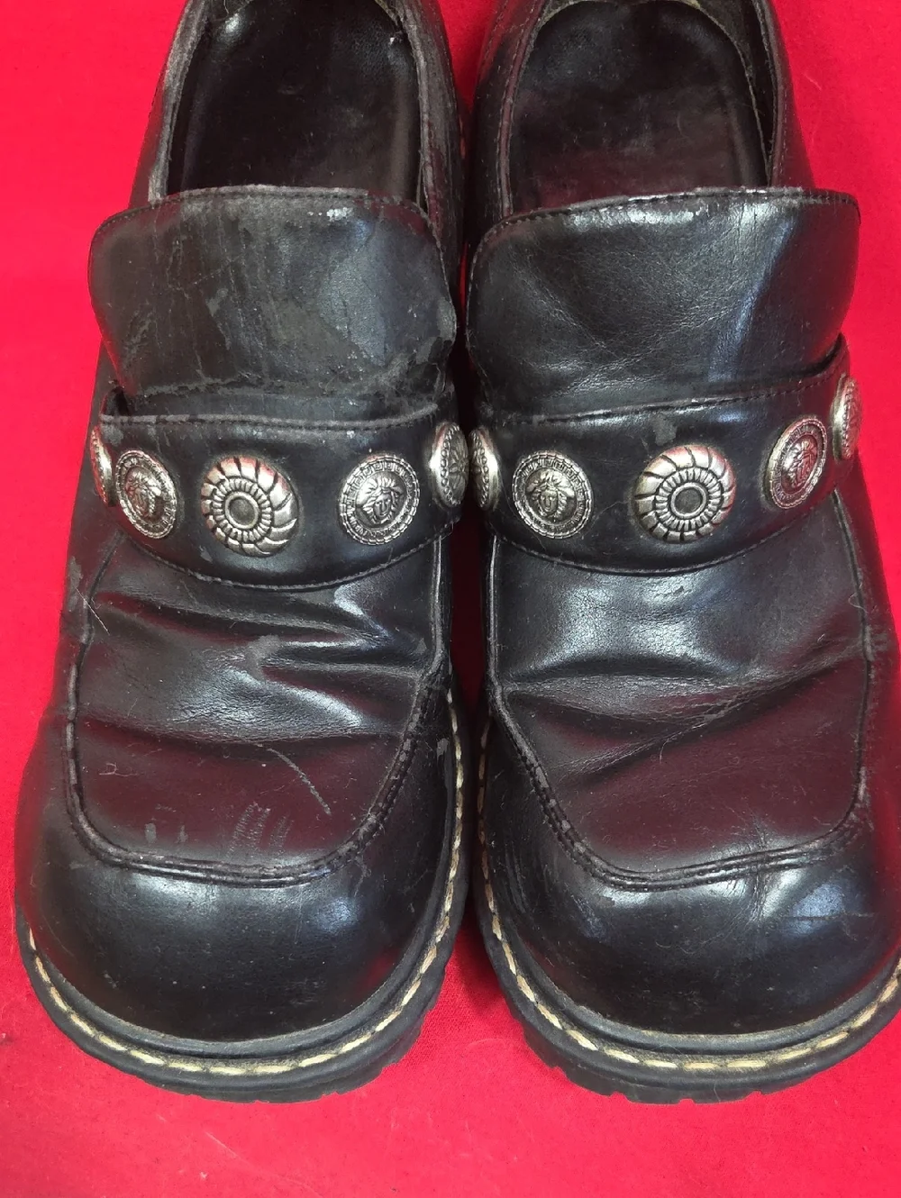 Y2K VINTAGE NO BOUNDARIES Chunky Heel Loafers Black Womens‎ Size 8.5